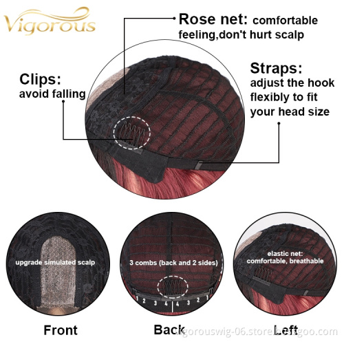 Vigorous High Quality Lace Front Wigs Colorful Ombre Colored Frontal Red Bulk African China Hair Wig Women Synthetic